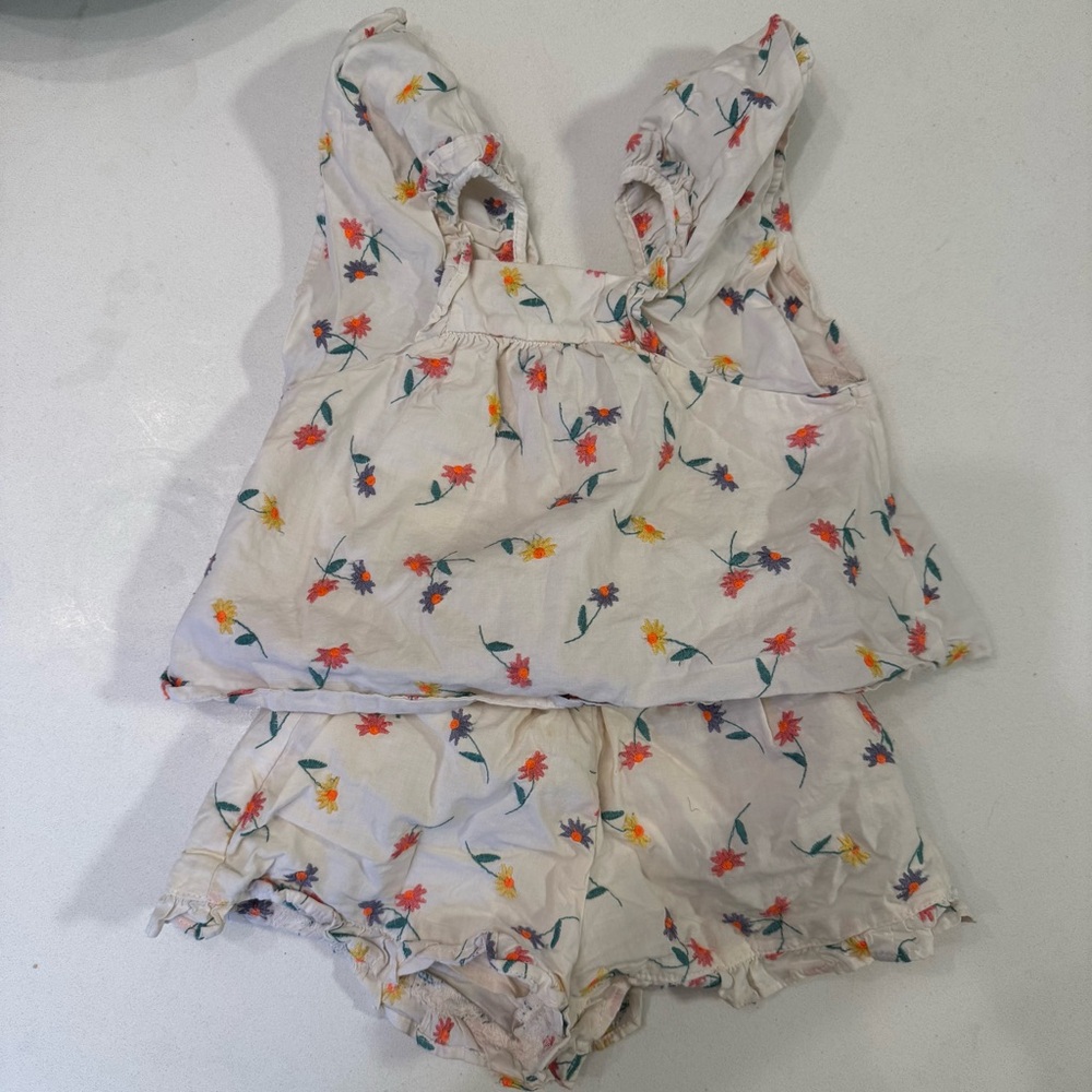 Zara Girls Linen Blend Ruffles Top and Short Set